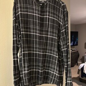 John Varvatos Black and White Plaid Men's Shirt